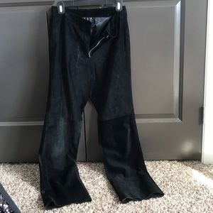 suede black pants with silk inside